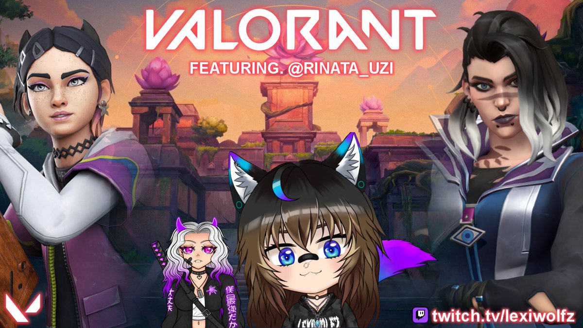 tatewolfz's tweet image. IN 1 HOUR, I am playing some Valorant with @Rinata_Uzi over in purple land! 💙

First stream of the week, hope to see you there! 🫡 #valorantstream #vtuber