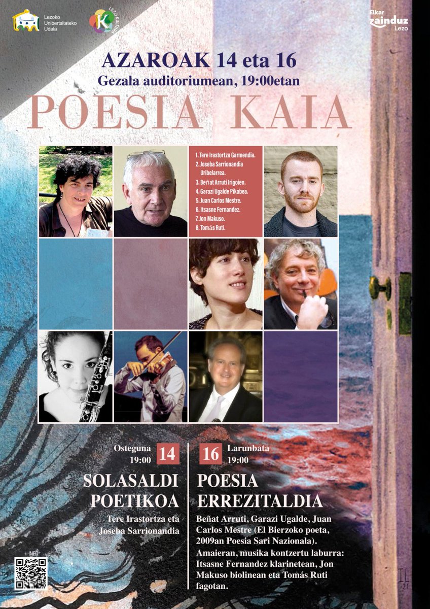 Solasaldi poetikoa: Tere Irastortza eta Joseba Sarrionandiatekin. Lezon, azaroak 14 19:00etan.