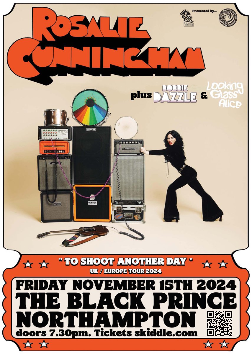 Friday: proggy-psych-rocker Rosalie Cunningham celebrates LP #3 To Shoot Another Day at <a href="/blackprincenn/">The Black Prince</a> !

Support from Bobbie Dazzle &amp; <a href="/thebandalice/">looking glass alice</a> 

skiddle.com/e/40011843

#pleaseRT
<a href="/NNwhatson/">Northants What's On</a> <a href="/NrthmptonEvents/">NN Events</a> <a href="/LoveNorthampton/">LoveNorthampton</a> <a href="/NorthamptonUK/">Northampton - Northants Live</a> <a href="/northamptonlove/">Northampton Love</a> <a href="/northamptonmags/">Northampton Mags</a>