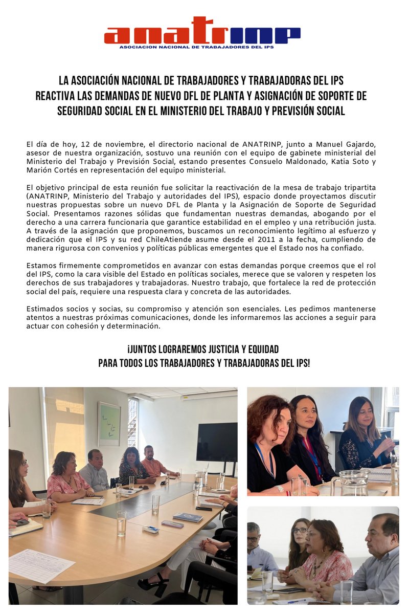 ¡ARRIBA LAS Y LOS QUE LUCHAN! 

#IPS #EstabilidadLaboral #AsignaciónJusta