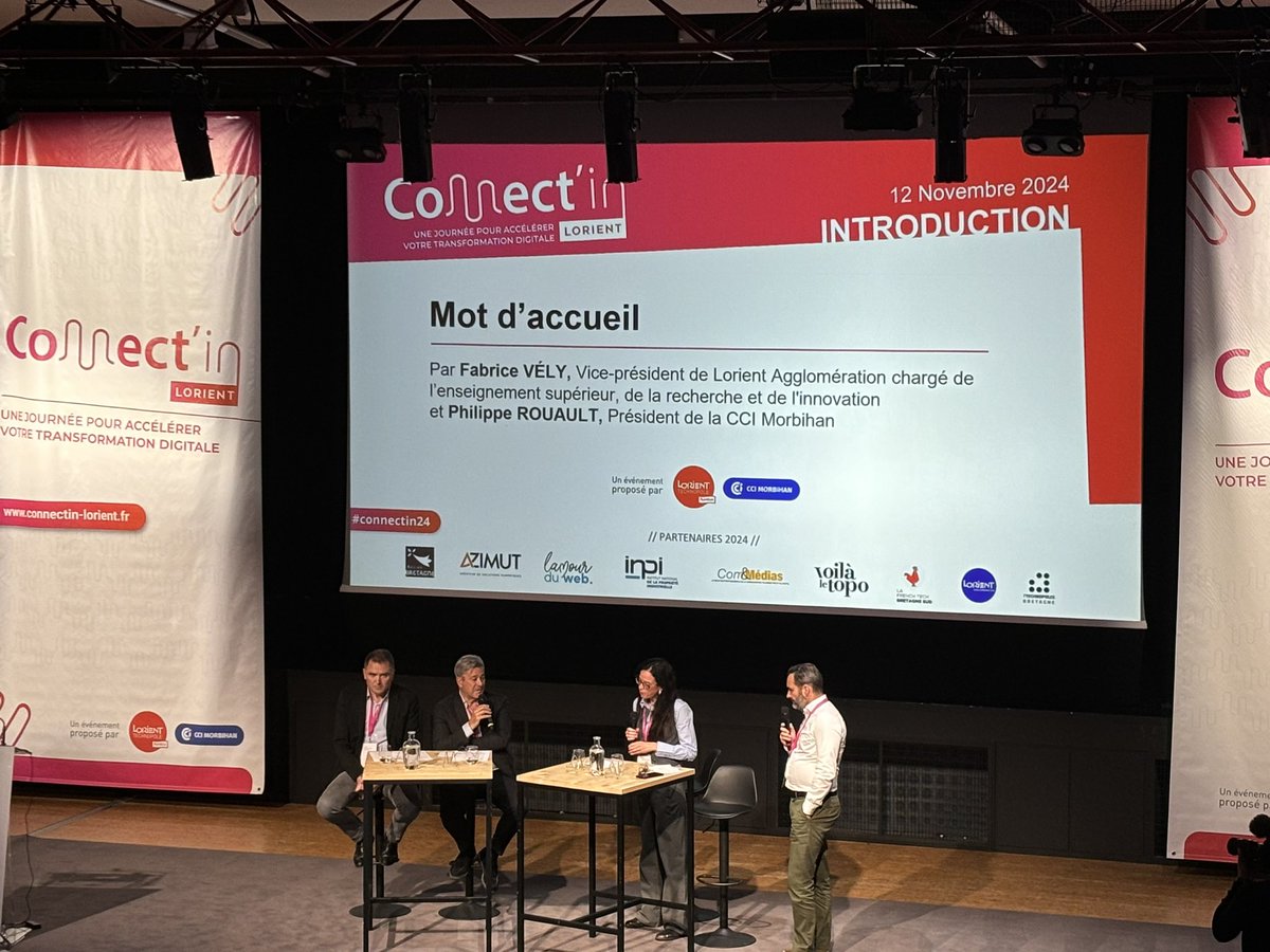 À #connectin24 #Lorient 
Après les ateliers, la conférence Entreprise de demain : enjeux, IA et transformations 
#Audelor #CCI <a href="/fabricevely/">Vély Fabrice</a> <a href="/LorientAgglo/">Lorient Agglo</a>