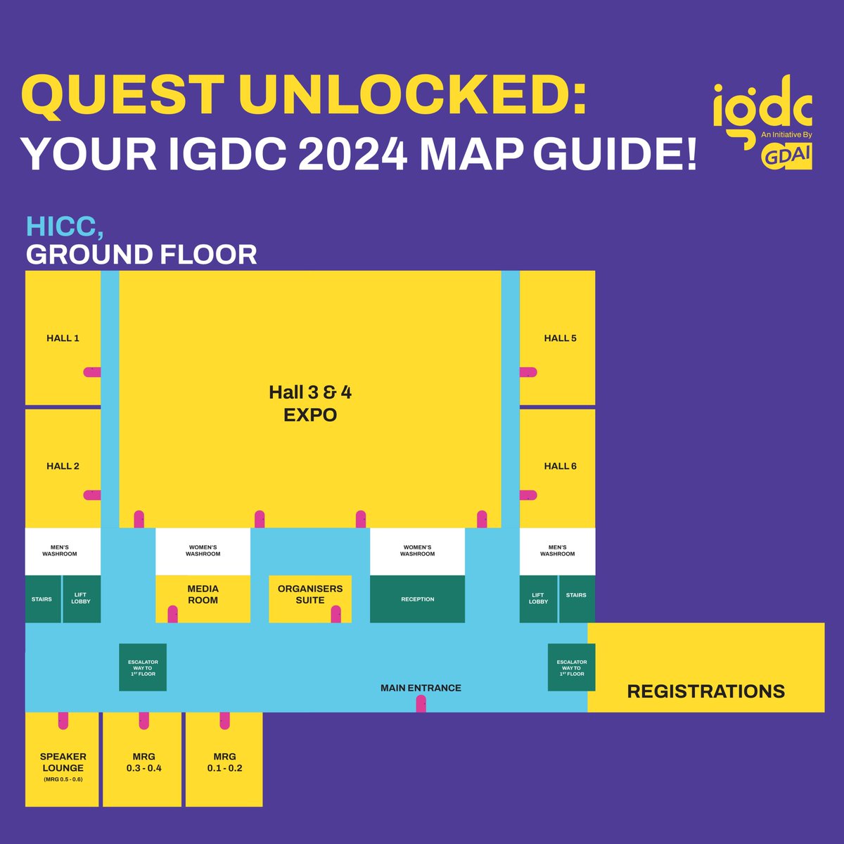 theindiagdc's tweet image. Your IGDC 2024 Map is Here! We’re taking over three floors of pure gaming awesomeness! Swipe through, plan your route, and get set to level up your IGDC experience.
Can’t wait to see you there!
#IGDC2024 #LevelUp #GameDevHQ #FloorByFloor