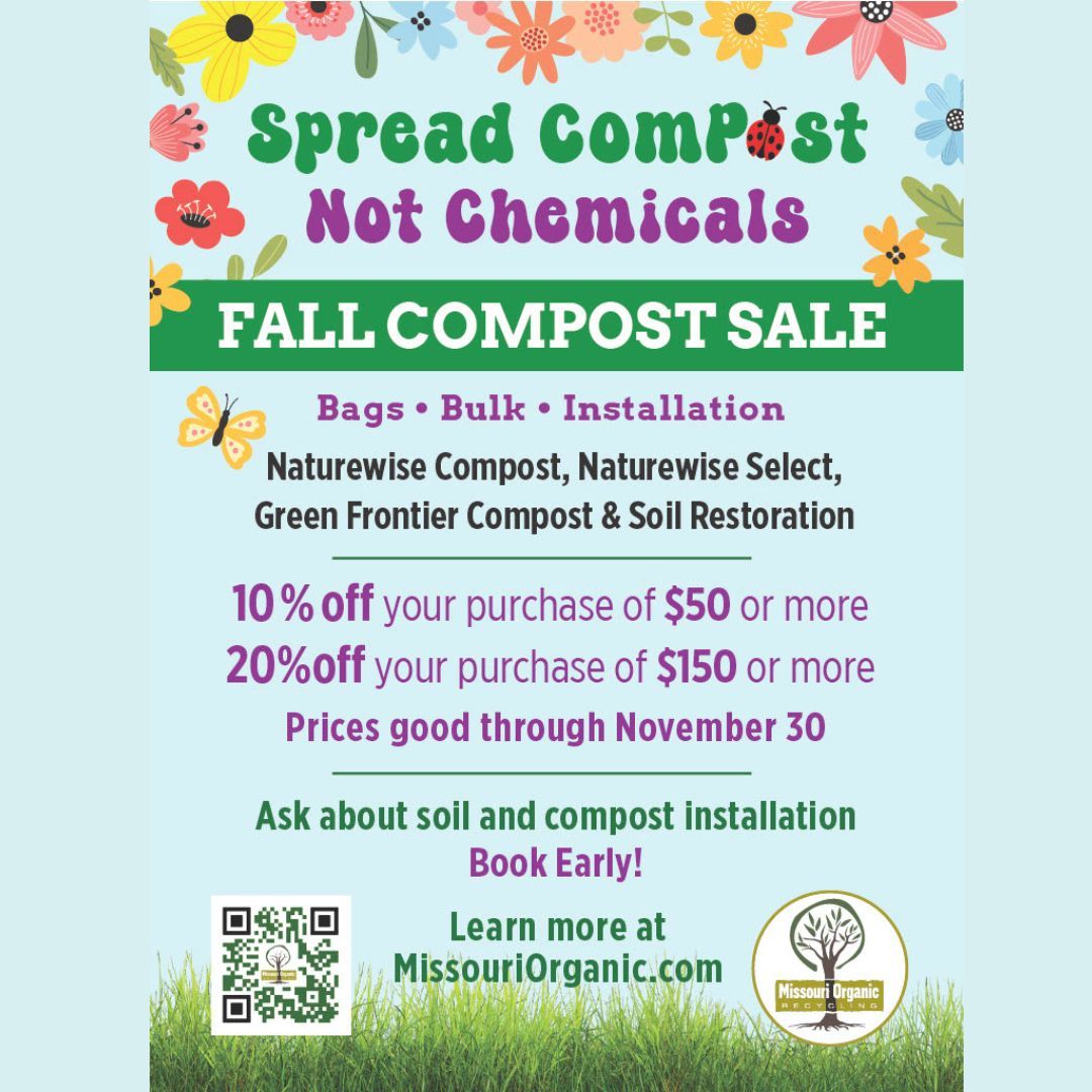 COMPOST SALE! Through November you'll save 10% on a #compost purchase of $50 or more, and 20% off a purchase of $100 or more.

Compost improves soil and plant health, helps soil retain moisture, and increases the organisms in the soil. Learn more at buff.ly/4fpbF5S.