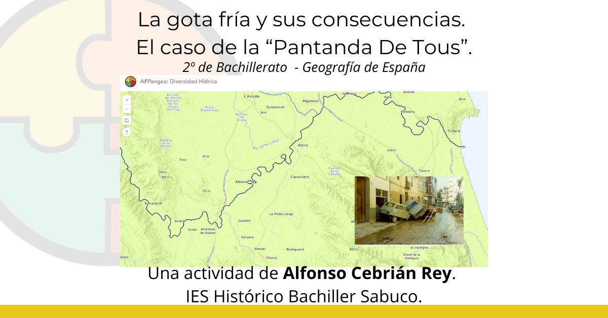 appangea_es's tweet photo. Novedad APPangea: el profesor de Geografía e Historia @ACebrianRey colabora en nuestra web aportando una actividad de Geografía de España para 2ºBachillerato.

➡️La gota fría y sus consecuencias. El caso de la “Pantanda De Tous”.

Enlace: https://t.co/KLmWPDNUka https://t.co/p77si0grGE