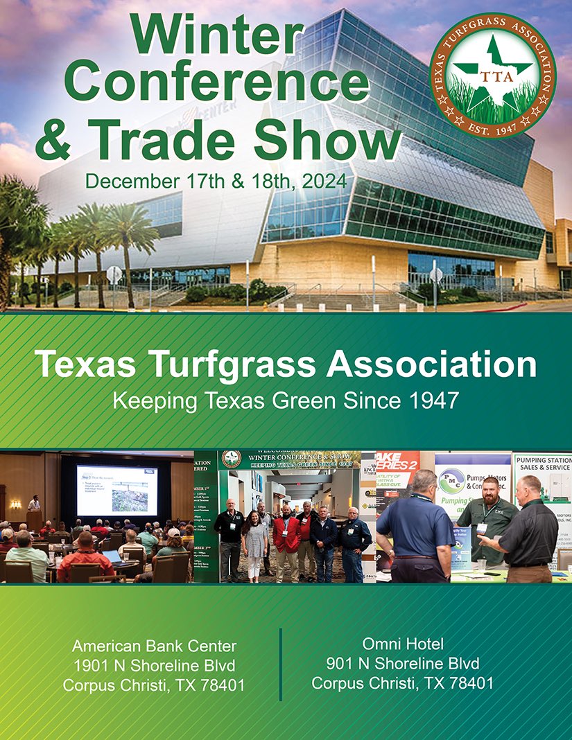 2 Main events going on!
Come join the TTA in Corpus for education and networking 12/17-12/18! 
Also-2nd Annual Gun Raffle! 
texasturf.com