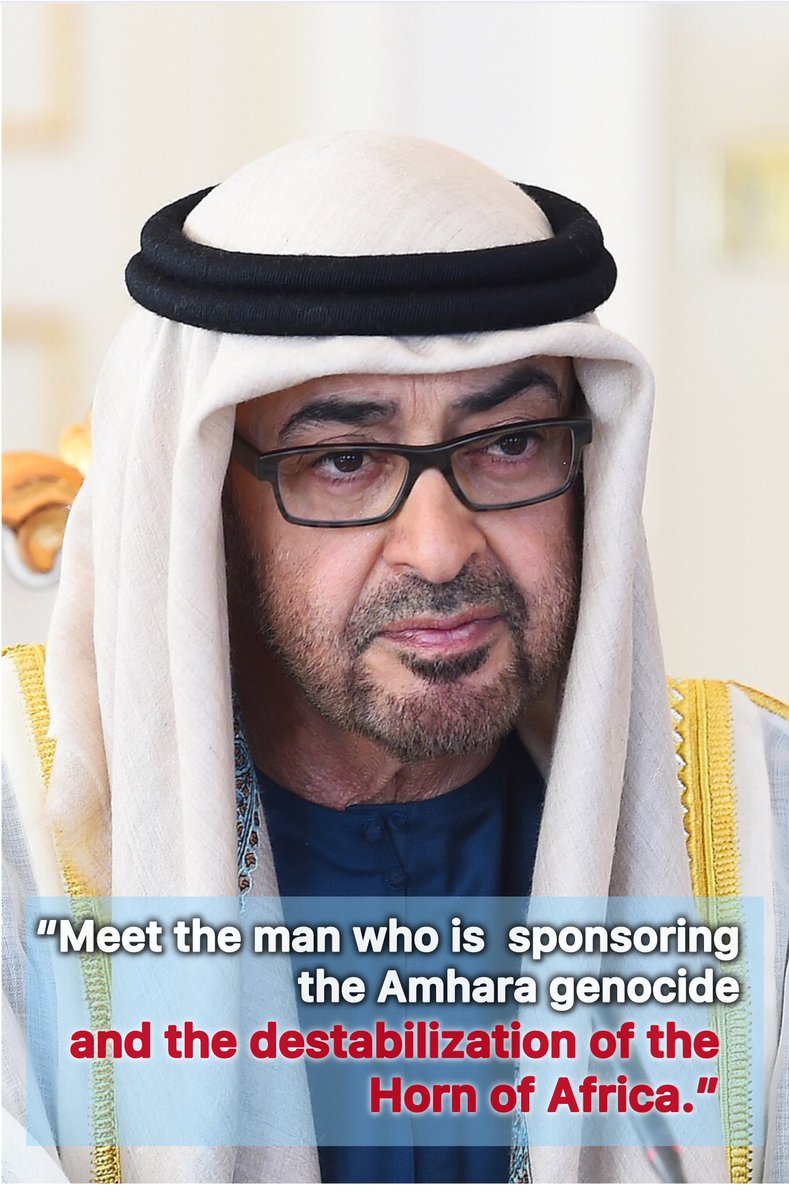 AmharaQuest's tweet photo. 🚨Fueled by the arrogance born of petro-dollars, @MohamedBinZayed 🇦🇪 is channeling his wealth into @AbiyAhmedAli’s genocidal campaign against the #Amhara people of #Ethiopia 🇪🇹 and regional conflicts in the Horn of #Africa to advance his sinister agenda. It’s time to call him out and hold him accountable.
@zoomafrika1 @MikeHammerUSA @USEmbassyAddis @AJEnglish @Jerusalem_Post @DailyNewsEgypt @DSultantv26 @Joe__Bassey 
@SomaliDNS @RedSeaIndianOc2 @HalganDahir @duurjoog11 @xStanCaliph @DiriyeSaci35760 @HartiWeyn @hmdH145755 @AbdimalikA21289 @AbdiwaliAhmedd @EIshmael_