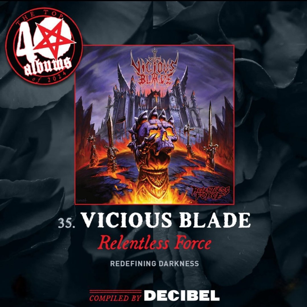 Redefining Darkness Records (@redefiningdark) on Twitter photo We're stoked to have 2 entries on the <a href="/dbmagazine/">Decibel Magazine</a> Top 40 Albums list - at nr. 35 is our thrash demons Vicious Blade with 'Relentless Force'. βοΈπ #aoty2024 #relentlessforce #redefiningdarkness We're stoked to have 2 entries on the <a href="/dbmagazine/">Decibel Magazine</a> Top 40 Albums list - at nr. 35 is our thrash demons Vicious Blade with 'Relentless Force'. βοΈπ #aoty2024 #relentlessforce #redefiningdarkness