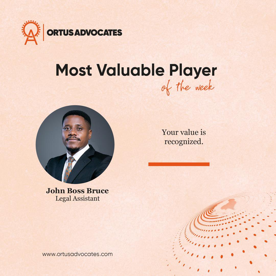 OrtusAdvocates's tweet image. Our #MVP for the past week. Congratulations @Bossjohnbruce 🥳

#TrustedExperience
#LimitlessSolutions