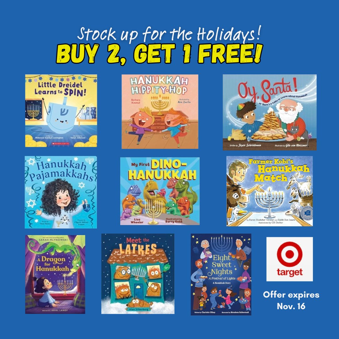 🎉Celebrate the season with HANUKKAH HIPPITY-HOP &amp; more at <a href="/Target/">Target</a>'s Buy 2 Get 1 Free sale! Here's a peek at some of the books in this offer. (Sale ends 11/16.) #KidLit #ChildrensBooks #Hanukkah #Chanukah #HolidayGifts