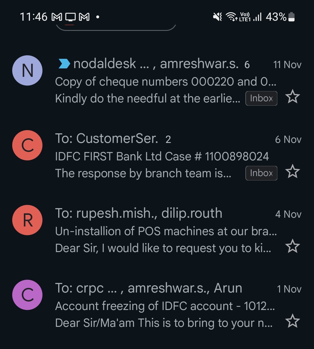 sid_rishabh's tweet photo. @IDFCFIRSTBank writing 2nd time on X. After numerous mails, bank not providing copies of my cheque. Manager Amreshwar of Boring Road, Patna branch not giving correct email of himself. Account yet freezed and not allowing withdrawing fund. https://t.co/6rQlQ4VXOn