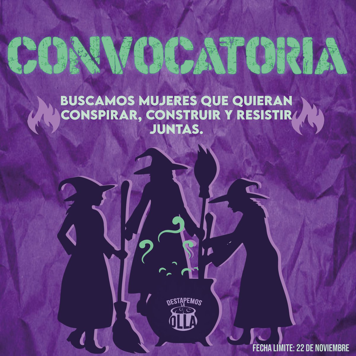 destapemosolla's tweet photo. Desde el plantón realizado el 23 de Octubre en el monumento de La Pola, pudimos evidenciar lo poderosa que es la juntanza entre mujeres feministas💜. Por lo cual, ¡ABRIMOS CONVOCATORIA! https://t.co/nm6OyQRuoD