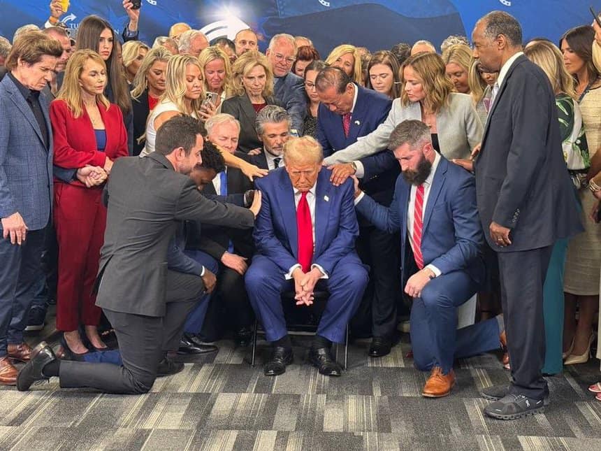 ComplexXIII's tweet image. Look at these people trying to pray away Donny's full diaper.  Amazing!