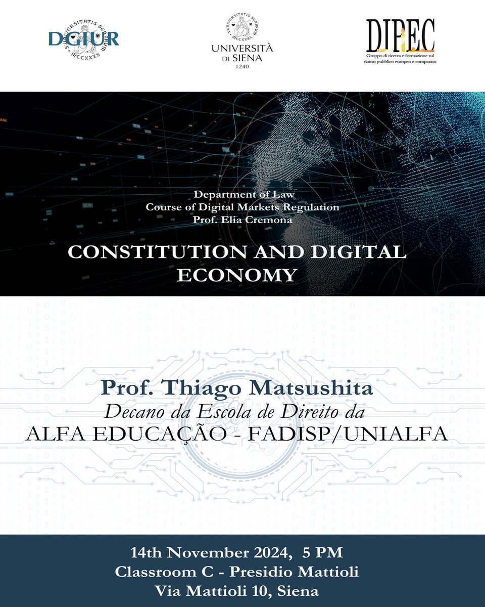 Il DIPEC organizza questa settimana una serie di seminari con ospiti internazionali: “Parliaments of the World: Parallels and Differences”; “Comparative Perspectives on Turkish Constitutional Law and Politics”; "Constitution and Digital Economy” <a href="/unisiena/">Università di Siena</a> #unisi #unisilife