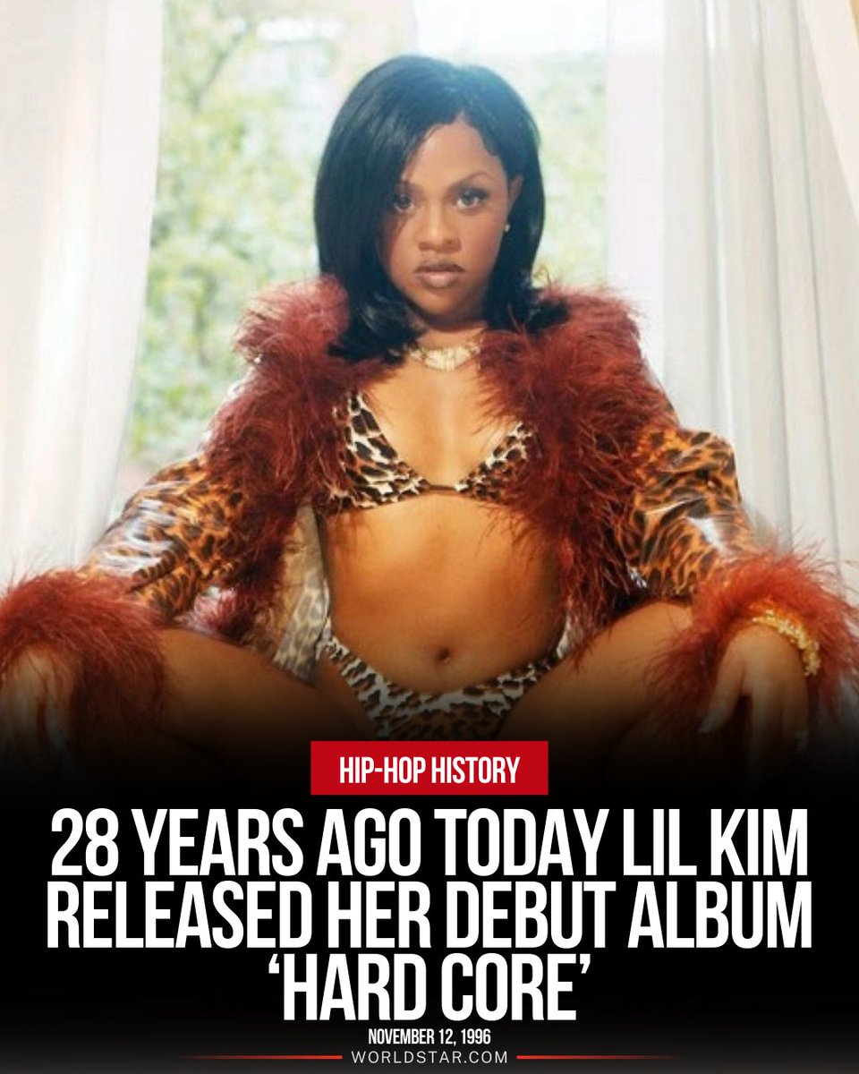 WORLDSTAR's tweet image. 28 years ago today, #LilKim dropped her debut album 'Hard Core' on November 12, 1996 💿 The album debuted at number 11 on the US Billboard 200 and number 3 on Billboard’s Top R&amp;amp;B Albums 👏🔥 What’s the first Lil’ Kim song you remember hearing?