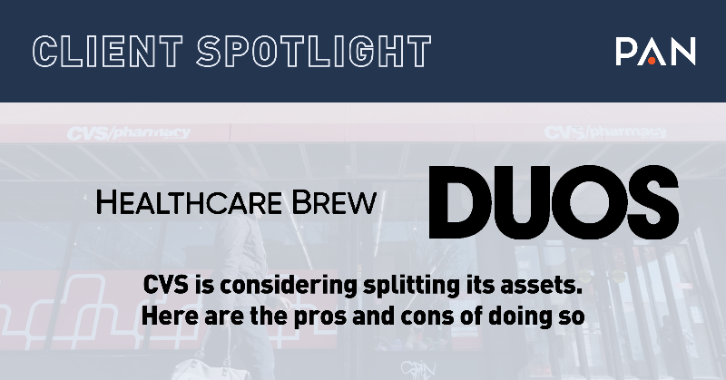 PANcomm's tweet photo. As #healthcare adapts to new challenges, our #client DUOS stands out with a proactive approach to strategic asset management. For Healthcare Brew, DUOS explains why segmenting assets is crucial to resilience and long-term growth. Read the full story!