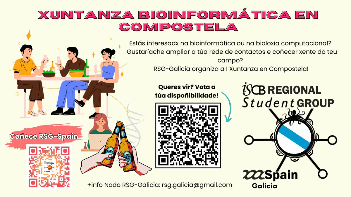 Xuntanza Bioinformática en Compostela

El nodo de Galicia de RSG-Spain, se estrena organizando una actividad presencial de carácter informal. 

+info/dudas: rsg.galicia@gmail.com

+info RSG-Spain (y todas sus RRSS): linkin.bio/rsg_spain/