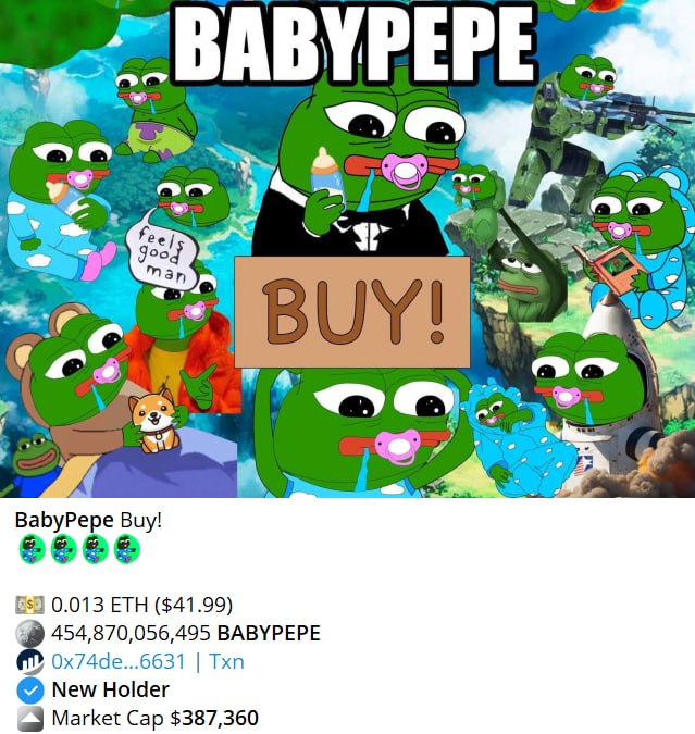 🐸Don't forget that the real BabyPepe is only one

contract: 0x5c559f3ee9a81da83e069c0093471cb05d84052a