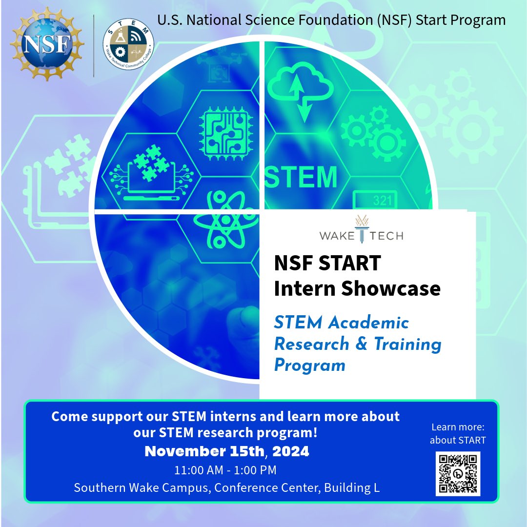 WakeTechSTEM (@waketechstem) on Twitter photo Join us anytime from 11am-1pm this Friday as our #WakeTechSTART interns share their STEM research projects.
Over 40 interns will be presenting. Learn more about the START internship and how you can apply: bit.ly/WakeTechSTART <a href="/NSFGrant/">NSF Grant</a>
<a href="/wtccstudents/">Wake Tech Students</a> <a href="/wtcc_grants/">Wake Tech Grants</a> <a href="/waketechcc/">Wake Tech</a> Join us anytime from 11am-1pm this Friday as our #WakeTechSTART interns share their STEM research projects.
Over 40 interns will be presenting. Learn more about the START internship and how you can apply: bit.ly/WakeTechSTART <a href="/NSFGrant/">NSF Grant</a>
<a href="/wtccstudents/">Wake Tech Students</a> <a href="/wtcc_grants/">Wake Tech Grants</a> <a href="/waketechcc/">Wake Tech</a>