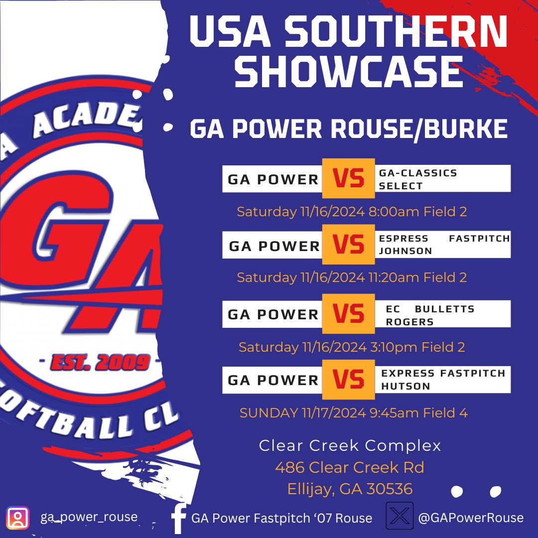 GA Power Rouse (@gapowerrouse) on Twitter photo GA POWER ROUSE/BURKE hitting the field this weekend in the USA Southern Showcase!
Can’t come to the games watch on GameChanger! GA Power Rouse/Burke!
Coaches contact:
Kylie Burke: 404) 844-7110
kylieb098@gmail.com
Instagram: ga_power_rouse
Twitter: <a href="/GAPowerRouse/">GA Power Rouse</a> GA POWER ROUSE/BURKE hitting the field this weekend in the USA Southern Showcase!
Can’t come to the games watch on GameChanger! GA Power Rouse/Burke!
Coaches contact:
Kylie Burke: 404) 844-7110
kylieb098@gmail.com
Instagram: ga_power_rouse
Twitter: <a href="/GAPowerRouse/">GA Power Rouse</a>