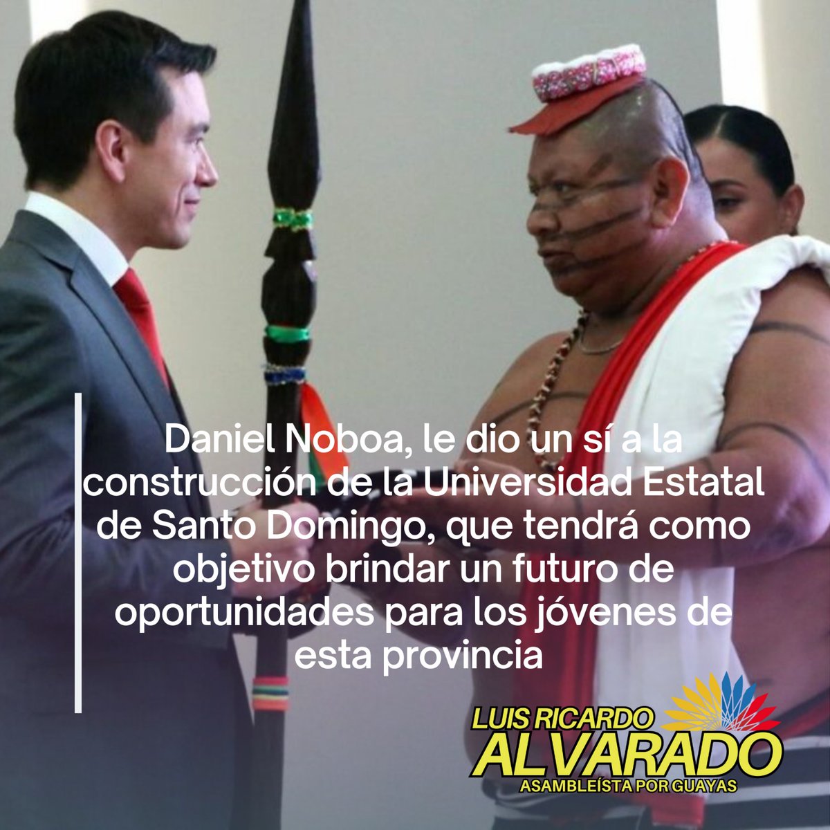 AlvaradoCampi52's tweet image. 35 millones de dólares es lo que el Gobierno Nacional desembolsará para la creación de la Universidad de Santo Domingo de los Tsáchilas. La voluntad política de @DanielNoboaOk se evidencia en la inversión para el presente y futuro de los jóvenes.

@BancadaADN