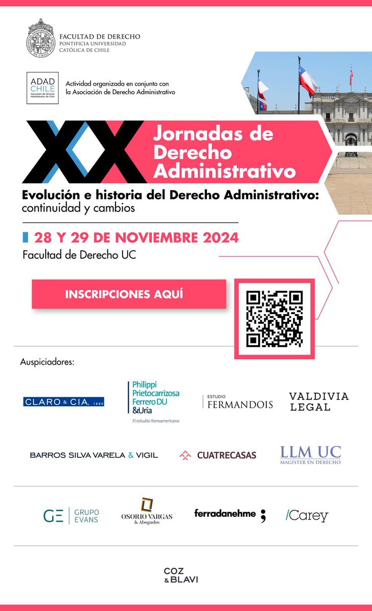 📢 ¡Atención! Los y las invitamos a inscribirse como asistentes presenciales a las XX Jornadas de Derecho Administrativo, que se llevarán a cabo el jueves 28 y viernes 29 de este mes en la Facultad de Derecho UC.

Inscripciones aquí: docs.google.com/forms/d/e/1FAI…