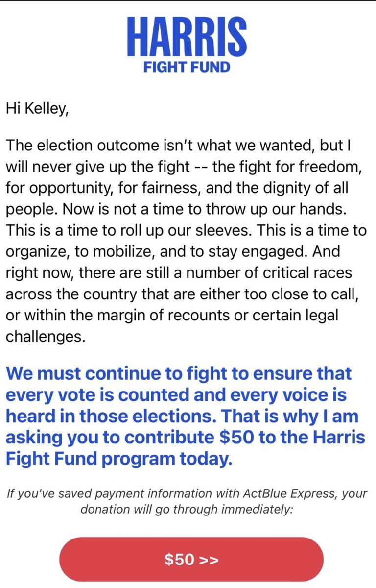 iAnonPatriot's tweet image. BREAKING 🅱️ 

Kamala Harris is asking all of her supporters to donate another $50. 

👀