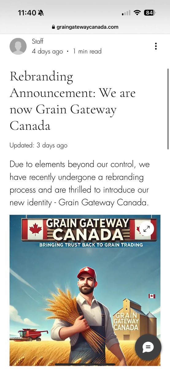 DoubleDietz's tweet photo. Farmer Beware! You get stiffed by Agfinity? Well certainly don’t deal with @GrainGateway. Looks pretty suspicious that they closed their doors and wallets and this new company pops up as a rebrand. So where is the money that is still owed?? https://t.co/OCemHP09uG