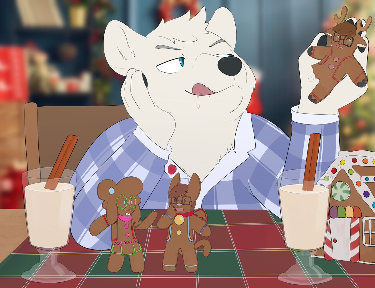 FauvFox's tweet photo. Commission for @RuneCrimson featuring @MajorToobs @CaptainKupo and one other

Major is enjoying the start of the holiday season with some sweet treats~ https://t.co/NOrB1IgDZo