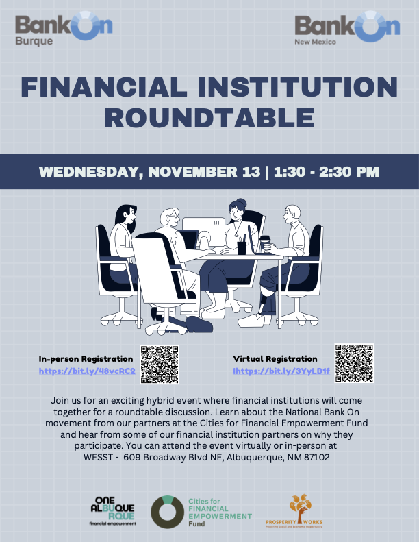 Come learn about the Bank On movement from our partners <a href="/cfefund/">CFE Fund</a> and from some of our financial institution partners on why they participate in this upcoming hybrid roundtable discussion!

In-person reg: heyor.ca/lWEBQZ
Virtual reg: heyor.ca/iK9U6V