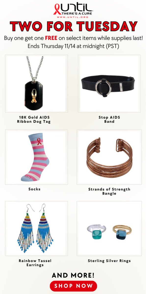 TWO FOR TUESDAY!! Buy one get one FREE on select items while supplies last! SHOP HERE: store.until.org/two_for_tuesday
BOGO ends Thursday 11/14 at midnight (PST)