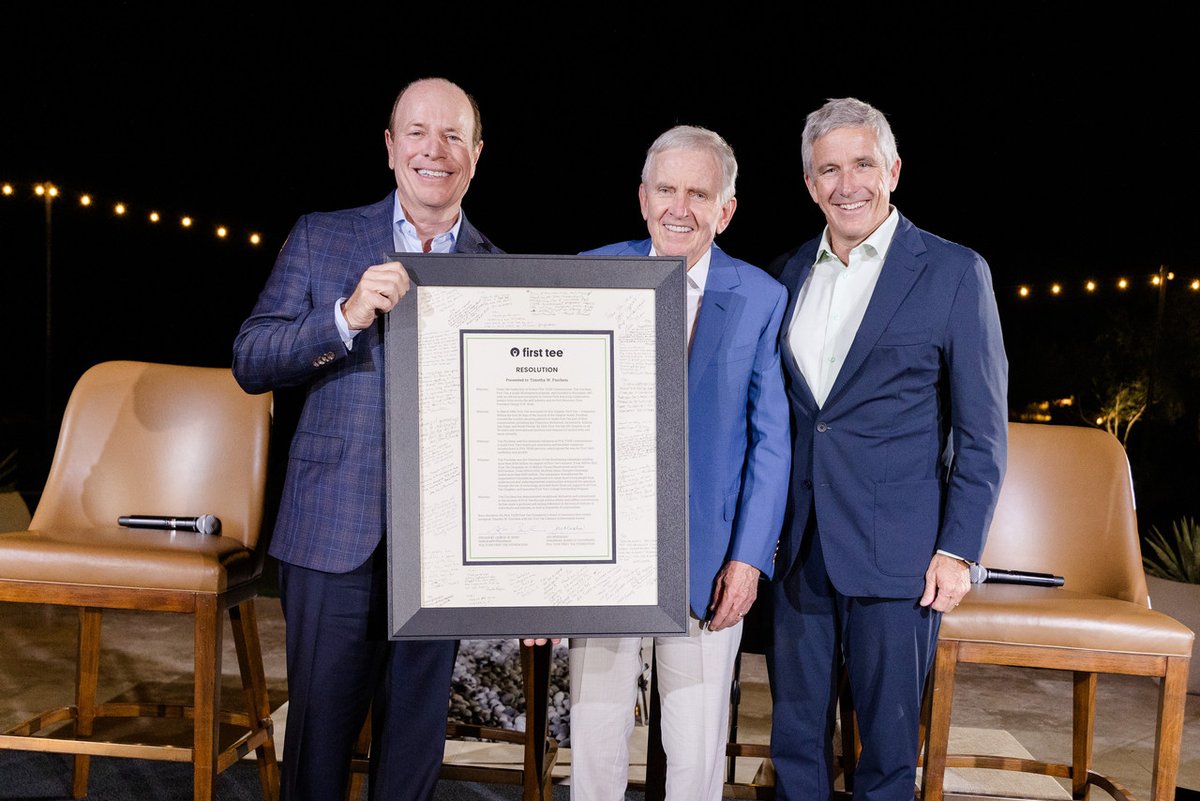 We are proud to award former <a href="/PGATOUR/">PGA TOUR</a> commissioner &amp; First Tee founder, Tim Finchem, with our highest award: First Tee Lifetime Achievement Award.
Tim was instrumental in visioning &amp; growing First Tee into the preeminent youth development organization it is today. 
Congrats Tim👏
