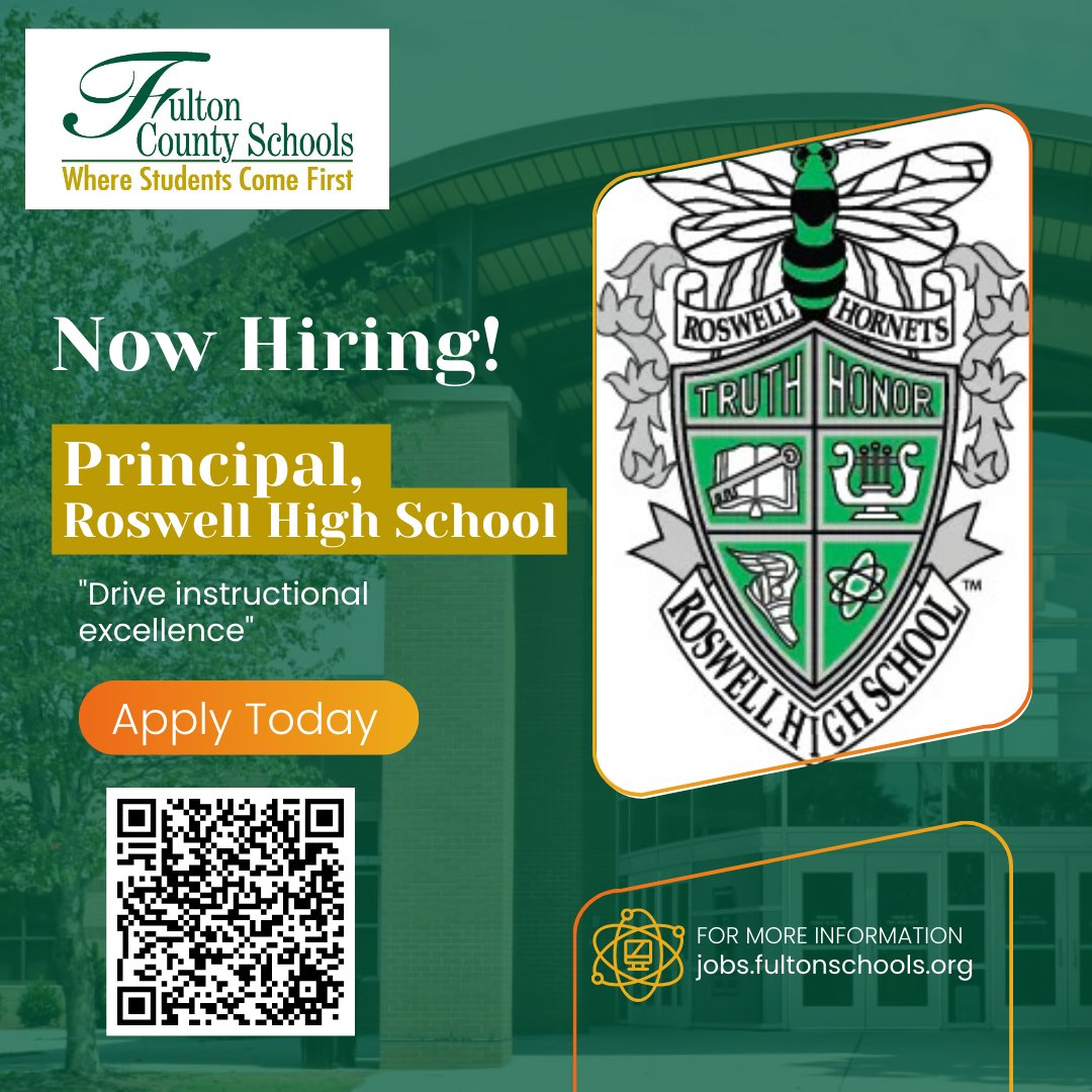 GO Fulton Recruiting (@go_fulton) on Twitter photo π‘Are you looking for a role in Instructional & Organizational Leadership? FCS is seeking a Principal at Roswell High School. Join the Fulton Family! #Lead #ThriveInFulton <a href="/fultoncoschools/">FultonCountySchools</a>
Apply Today: ow.ly/zuJ350U5tHH π‘Are you looking for a role in Instructional & Organizational Leadership? FCS is seeking a Principal at Roswell High School. Join the Fulton Family! #Lead #ThriveInFulton <a href="/fultoncoschools/">FultonCountySchools</a>
Apply Today: ow.ly/zuJ350U5tHH