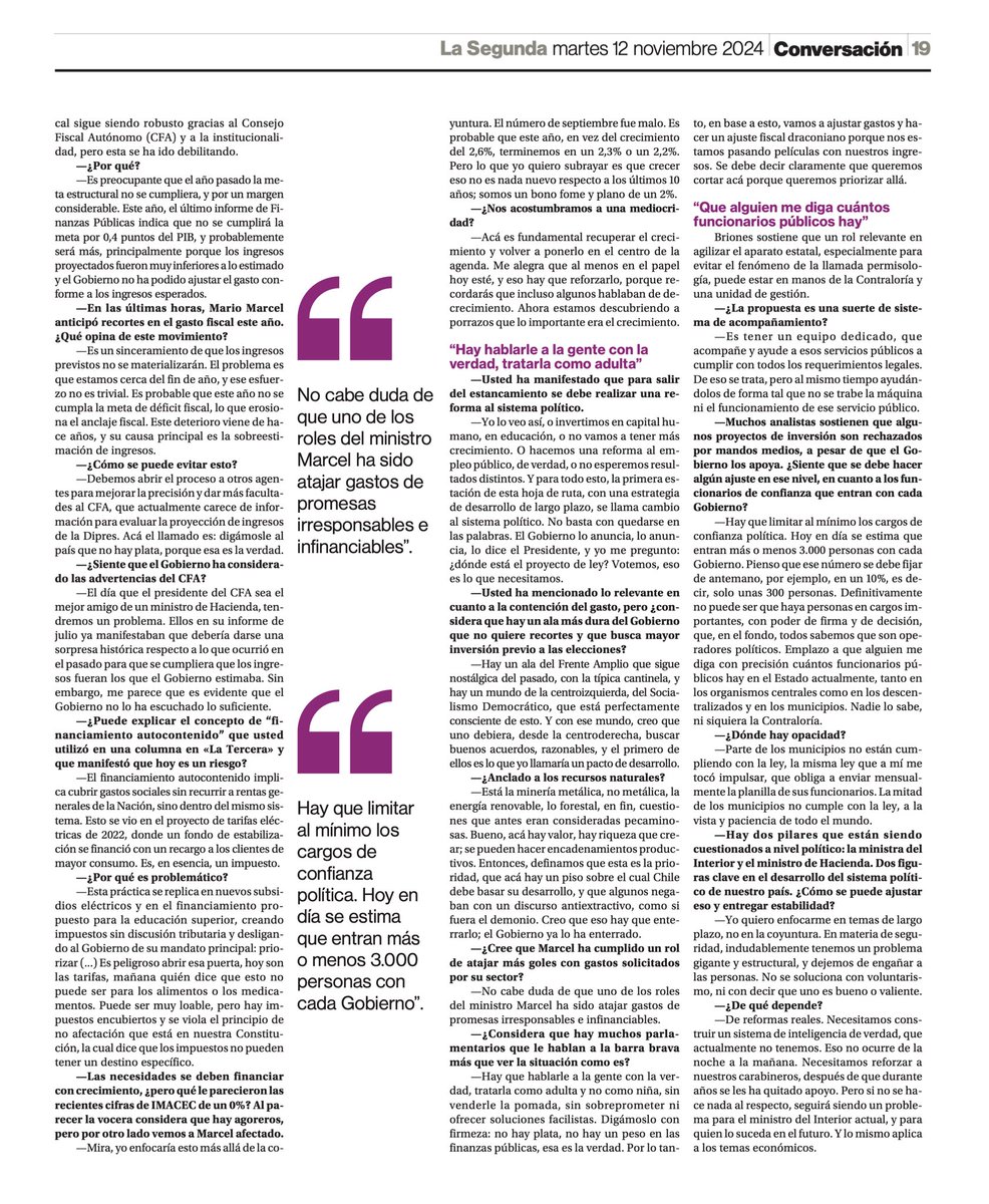 Es imperioso que nuestra economía vuelva a crecer. Para ello necesitamos un pacto de desarrollo, ambicioso y de largo plazo, que aborde las reformas estructurales que no estamos haciendo.

El voluntarismo no sirve para crecer. Hay que hacer la pega.

Mi entrevista en <a href="/La_Segunda/">laSegunda</a>