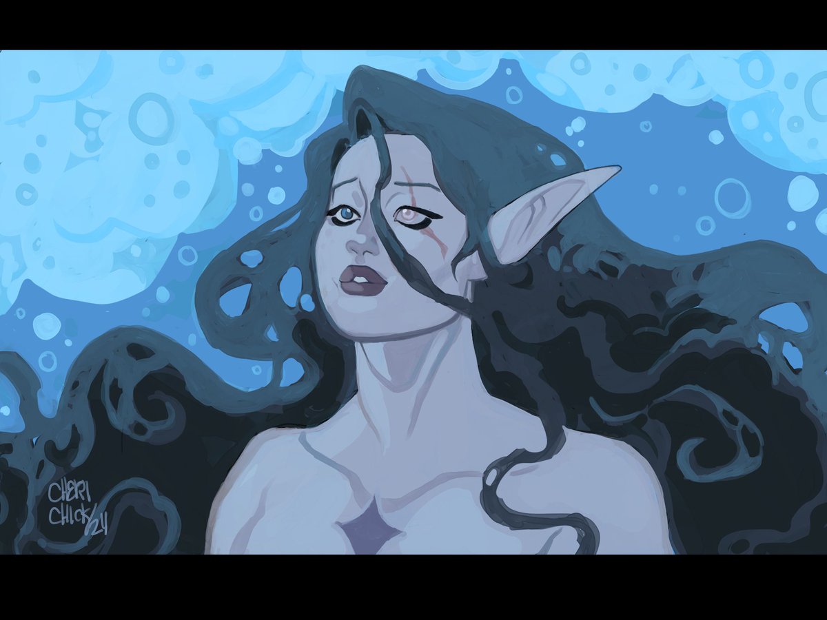 Cherichike's tweet photo. Va’li, Siren of the Stars 🩵🫧

   A gift for @ / bong_froggy of their Night elf experiencing a moment of familiarity and warmth. 

#WorldofWarcraft #nightelf https://t.co/0n2iFNb1Ta