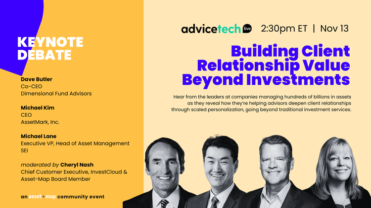 AssetMark's tweet photo. We’re proud to sponsor #AdviceTechLIVE, an @AssetMapLLC virtual event taking place today and tomorrow. AssetMark President and CEO Michael Kim will speak on the panel Building Client Relationship Value Beyond Investments tomorrow at 2:30pm ET. It’s free to attend! https://t.co/NDRROi8qnU
#AssetMark #wealthmanagement #events