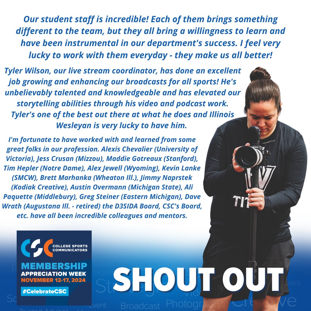 d3sida's tweet photo. We want to honor our 2nd Vice President, Katie Gonzales, for all of her work with @AcadAllAmerica committee, D3SIDA, @CollSportsComm Board and @iwusports 🤩

#CelebrateCSC https://t.co/Y5ma9RhuYr