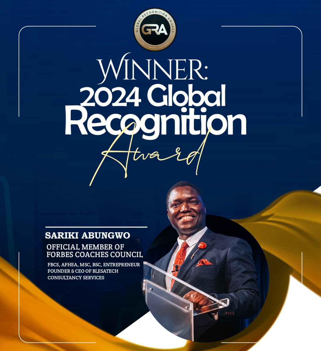 blesatech's tweet photo. 🏆 It's Official: I'm Honoured &amp; Humbled to be a WINNER of the 2024 GLOBAL RECOGNITION AWARD 🏅Learn more about this award and the story behind it. Check the link in my bio ⬆️ and the comments section 👇🏾

#theglobalrecognitionawards #entrepreneur #business #award https://t.co/p3kV0QIAPQ
