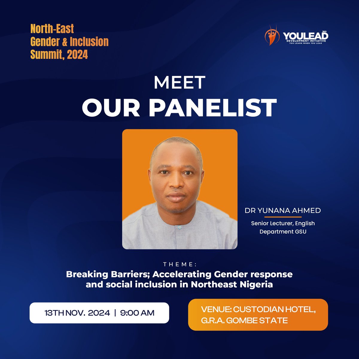 youlead360ng's tweet photo. Meet Our Panelists at the North-East Gender and Inclusion Summit. 

Be part of the discussion tomorrow:

🗓 Date: 13th November, 2024  
📍 Venue: Custodian Hotel G.R.A. Gombe  
⏰ Time: 9:00 AM https://t.co/UmKQcui9su