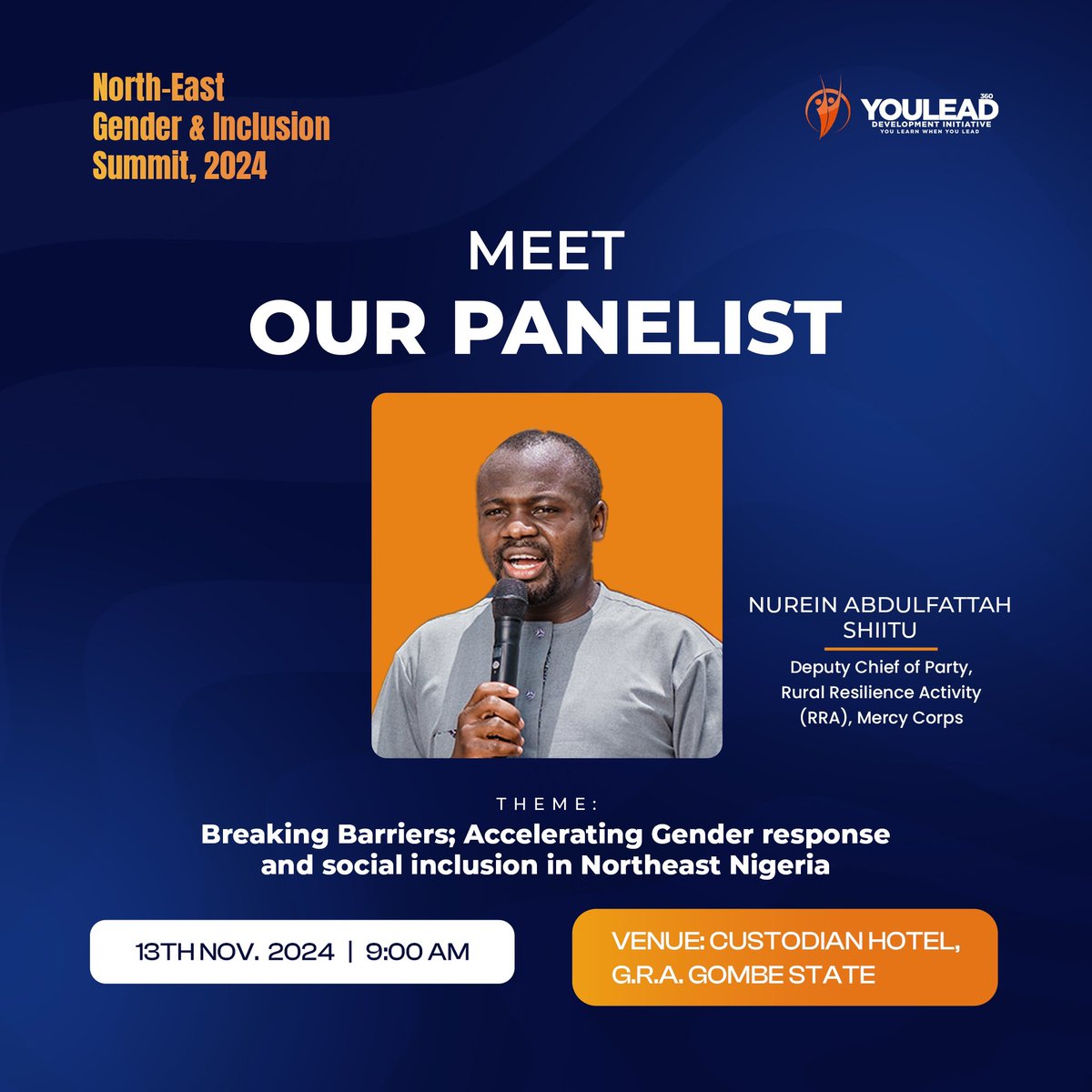 youlead360ng's tweet photo. Meet Our Panelists at the North-East Gender and Inclusion Summit. 

Be part of the discussion tomorrow:

🗓 Date: 13th November, 2024  
📍 Venue: Custodian Hotel G.R.A. Gombe  
⏰ Time: 9:00 AM https://t.co/UmKQcui9su