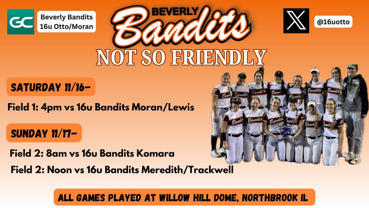 Weekend of softball close to home before we head to Cali to finish our incredible fall season. Come watch the couple 2026 players we have left uncommitted and our incredible group of 2027's. <a href="/DemariniBandits/">Beverly Bandits</a> <a href="/PGFnetwork/">PGF</a> <a href="/tagupSoftball/">tagup</a> <a href="/ExtraInningSB/">EXTRA INNING SOFTBALL</a> <a href="/LineDsoftball/">Line Drive Media</a> <a href="/SoftbalAmerica/">Softball America</a>