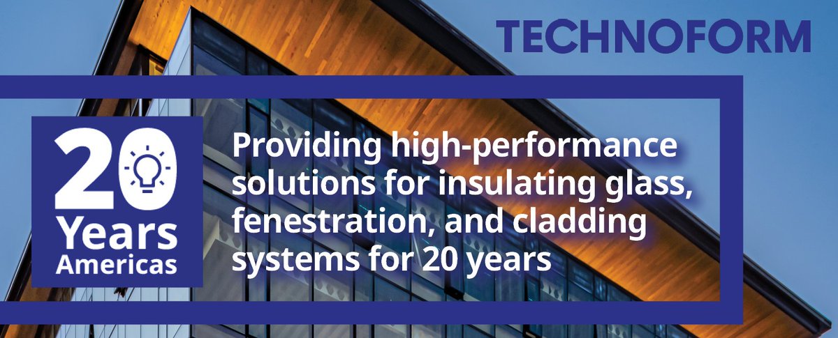 technoform's tweet image. Technoform is celebrating 20 years of driving innovation in high-performance solutions for insulating glass, fenestration, and cladding systems for the Americas. Click the link to read more and view the media coverage technoform.com/en/news/techno…
#technoform #thermalperformance