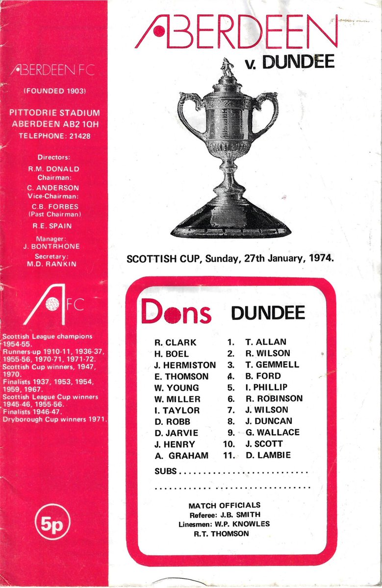 Today’s retro programme from our collection - Dons (2) v Dundee (0) from 27th January 1974. Scottish Cup 3rd Round. 
<a href="/AFCCT/">Aberdeen FC Community Trust</a>
@firstdonsmatch
<a href="/AFCHeritage/">AFC Heritage SCIO</a>