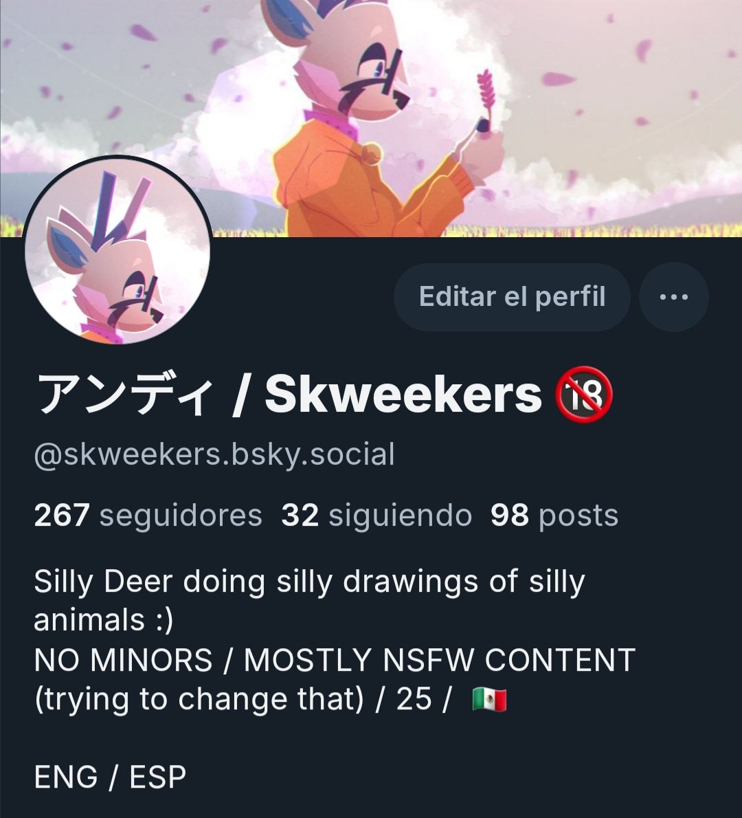 I see a lot of people following me here so here is a reminder that, although I will continue posting art here, I am WAY more active in Bluesky lately, so!

🦋🦌