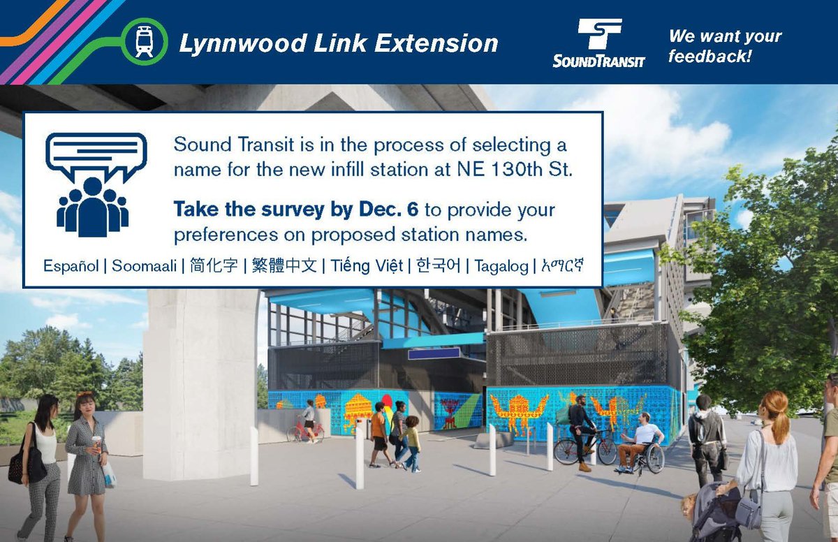 King County Metro 🚏 (@kingcountymetro) on Twitter photo <a href="/SoundTransit/">Sound Transit - 🚆 🚈 🚍</a> wants your help choosing the name of the new infill light rail station located at NE 130th St! Station names are a key part of our transit system, helping travelers navigate while reflecting community identity.
Share your thoughts by Dec. 6! bit.ly/40HJxq6 <a href="/SoundTransit/">Sound Transit - 🚆 🚈 🚍</a> wants your help choosing the name of the new infill light rail station located at NE 130th St! Station names are a key part of our transit system, helping travelers navigate while reflecting community identity.
Share your thoughts by Dec. 6! bit.ly/40HJxq6