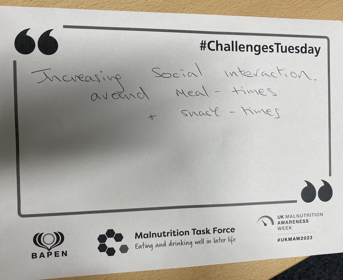 JoyBallanceRD's tweet image. #ChallengesTuesday #UKMAW2024 @BAPENUK getting our OT and nursing colleagues in on the action and hearing their thoughts on the challenges and solutions when addressing Malnutrition @Weeroisotoole @MNpathway