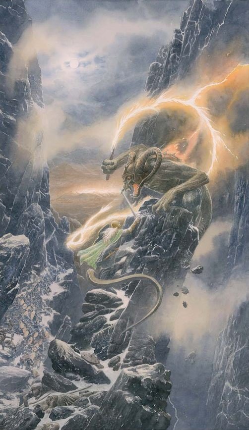 Glorfindel and the Balrog by Alan Lee