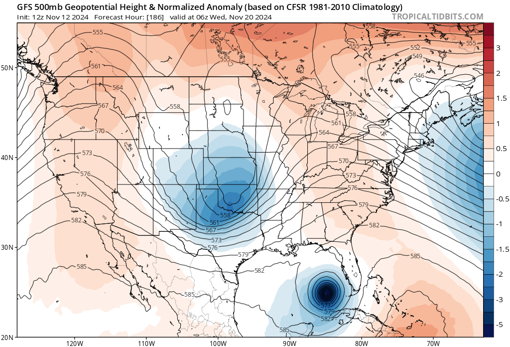 Next Week: Tropical trouble and a deep Central Plains trough. It is best if they remain separate entities unlike what happened with Hurricane Helene when the trough/cutoff absorbed the hurricane.