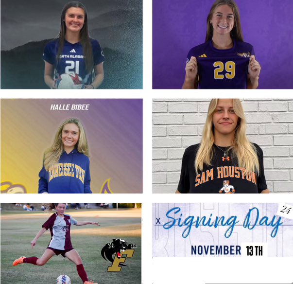 It’s college signing day tomorrow morning for 5 of your Lady Bulldogs!!!

Callia Misenheimer
Dreeeewwww Tolley
Eva Baker
Halle Bibee
Natalie Heinig

Bearden Auditorium 
7:45am
Wednesday Nov 13