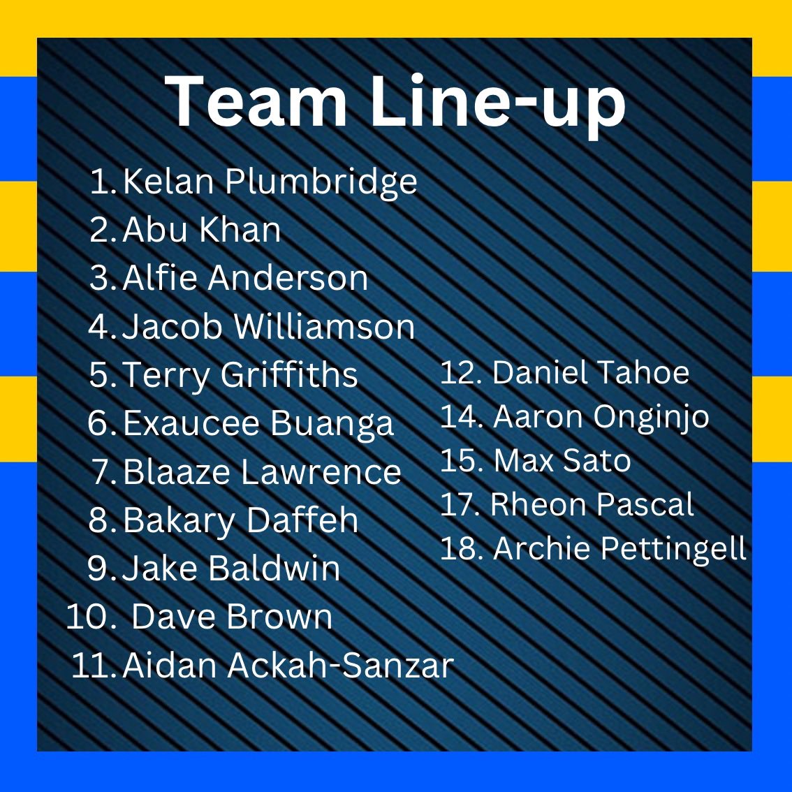 Tonight’s team to face Marlow in the B&amp;B Senior Cup