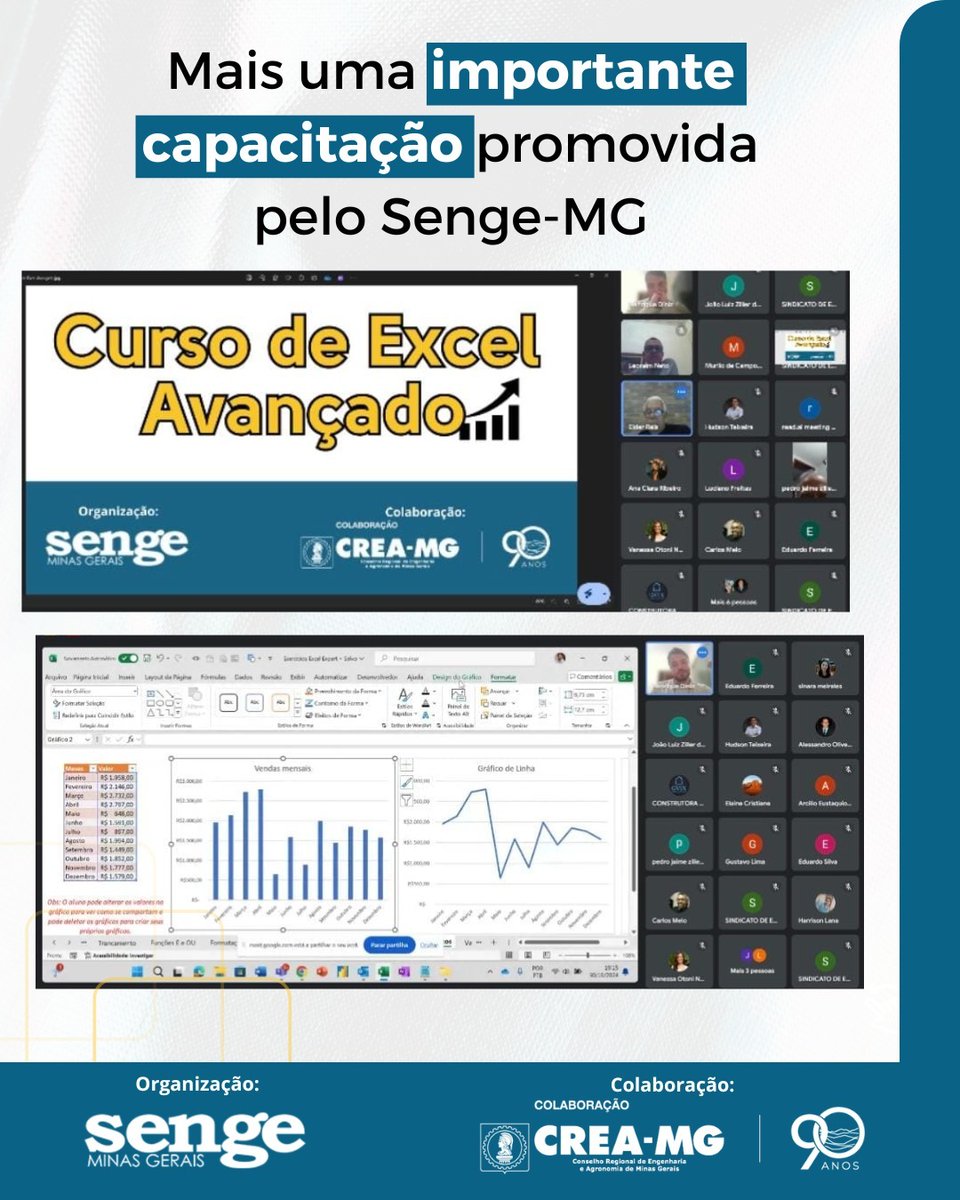 SengeMG's tweet photo. Entre os dias 28 e 31 de outubro de 2024, o Sindicato de Engenheiros no Estado de Minas Gerais (Senge-MG) ofereceu o Curso de Excel Avançado, capacitação essencial para engenheiros/as que desejam aprimorar suas habilidades na ferramenta.

#Excel #engenharia https://t.co/hXUKakbeub